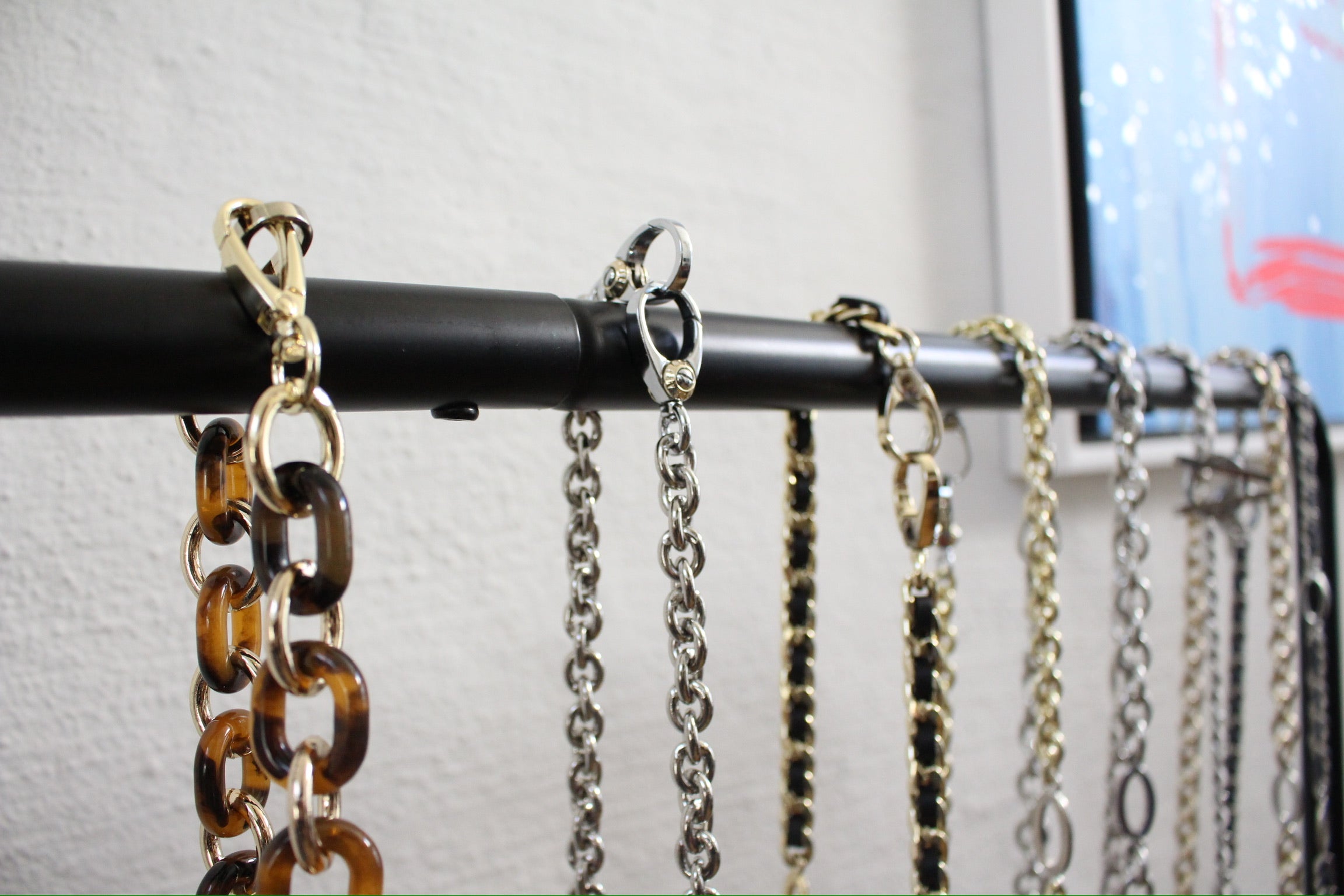 SwitchIt Purse Chain: Silver With Leather Weave