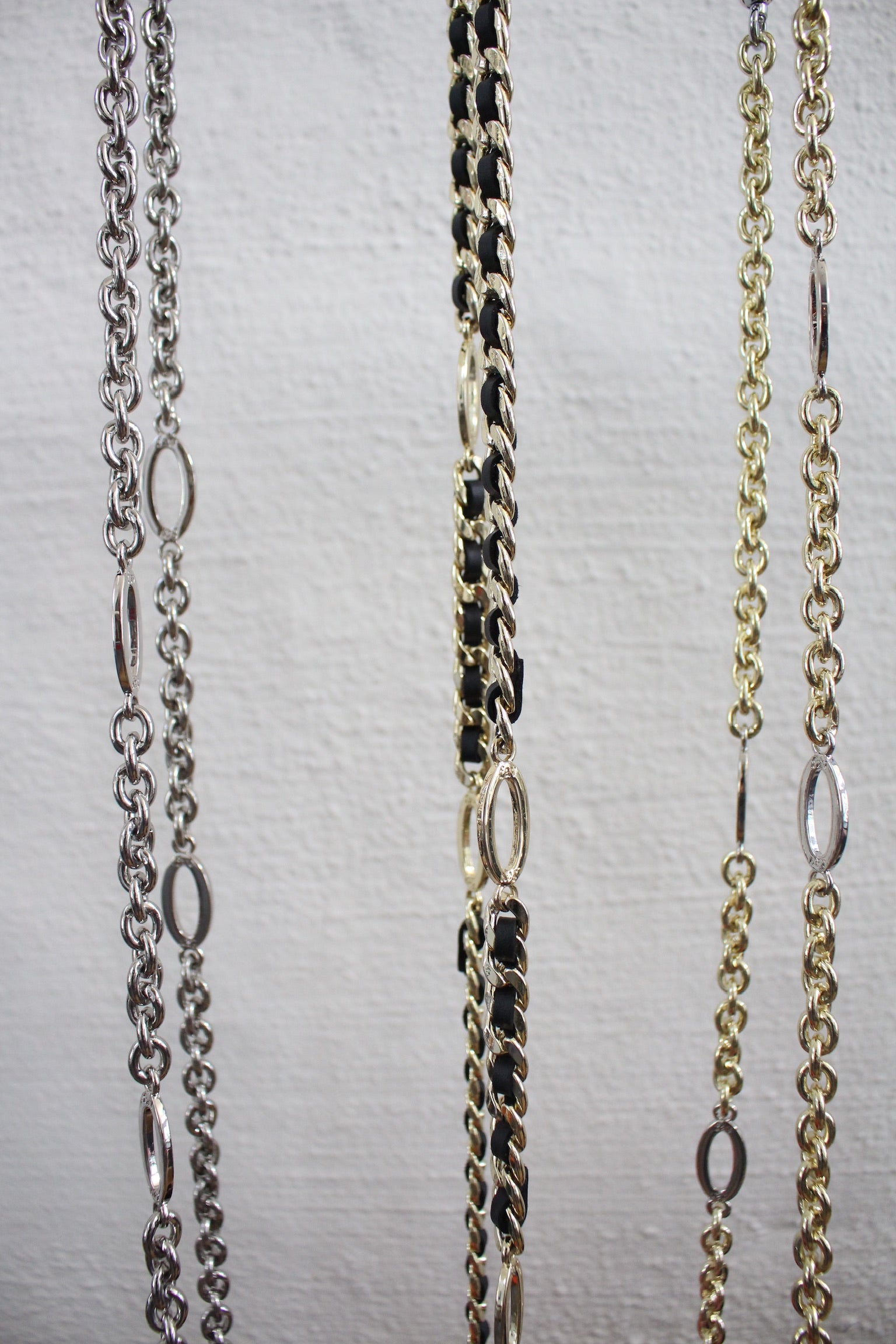SwitchIt Purse Chain: Silver With Leather Weave