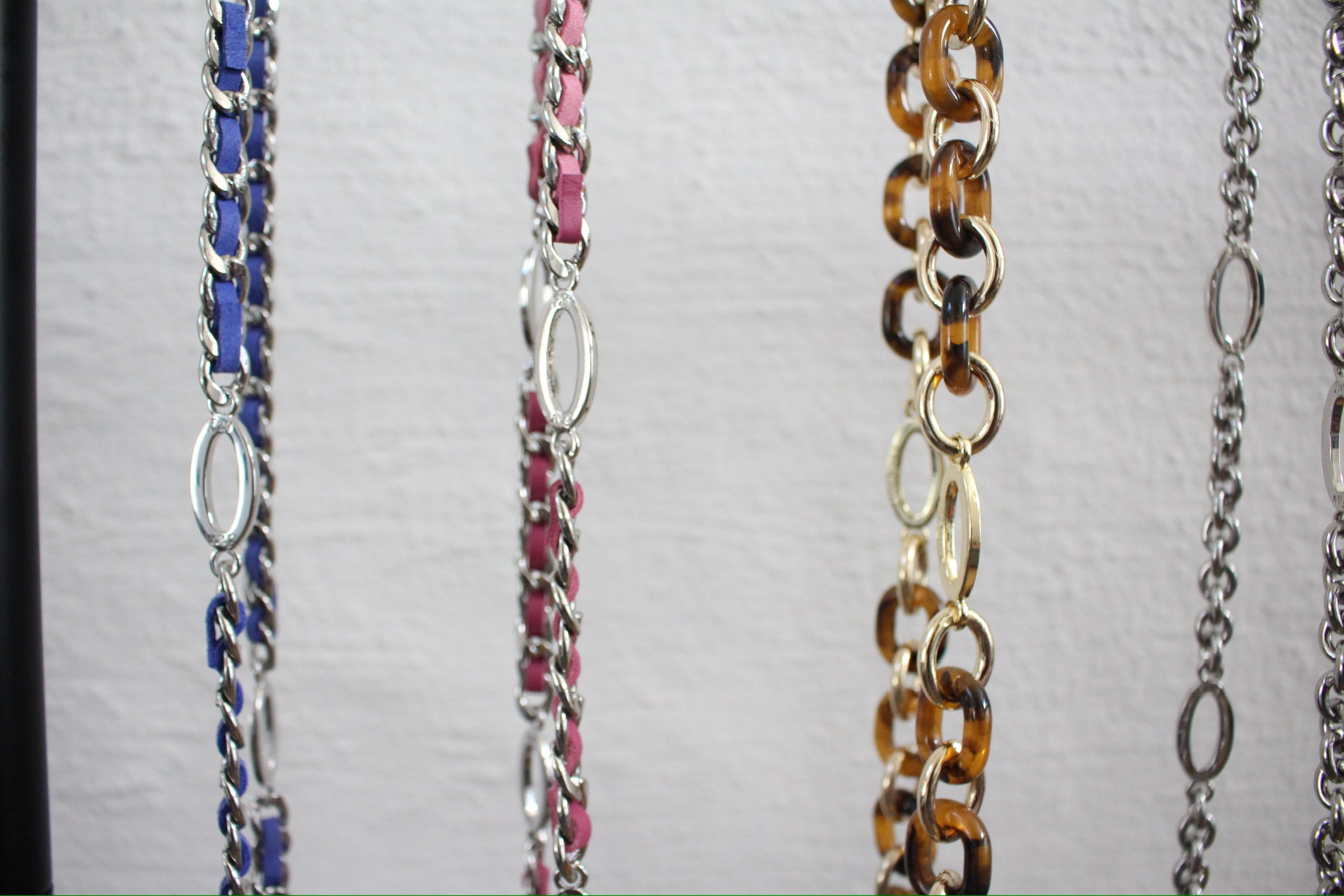 SwitchIt Purse Chain: Silver With Leather Weave