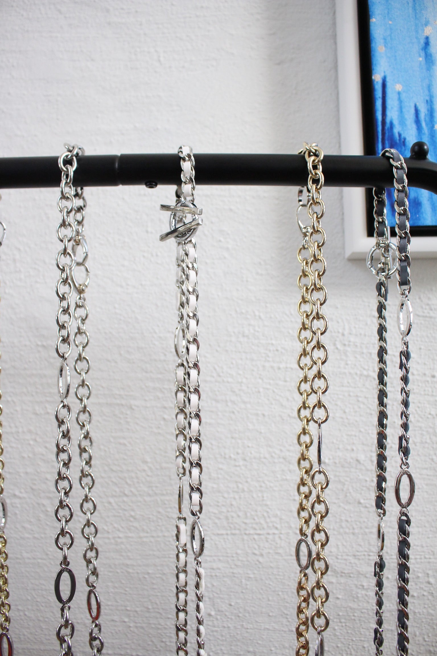 SwitchIt Purse Chain: Silver With Leather Weave