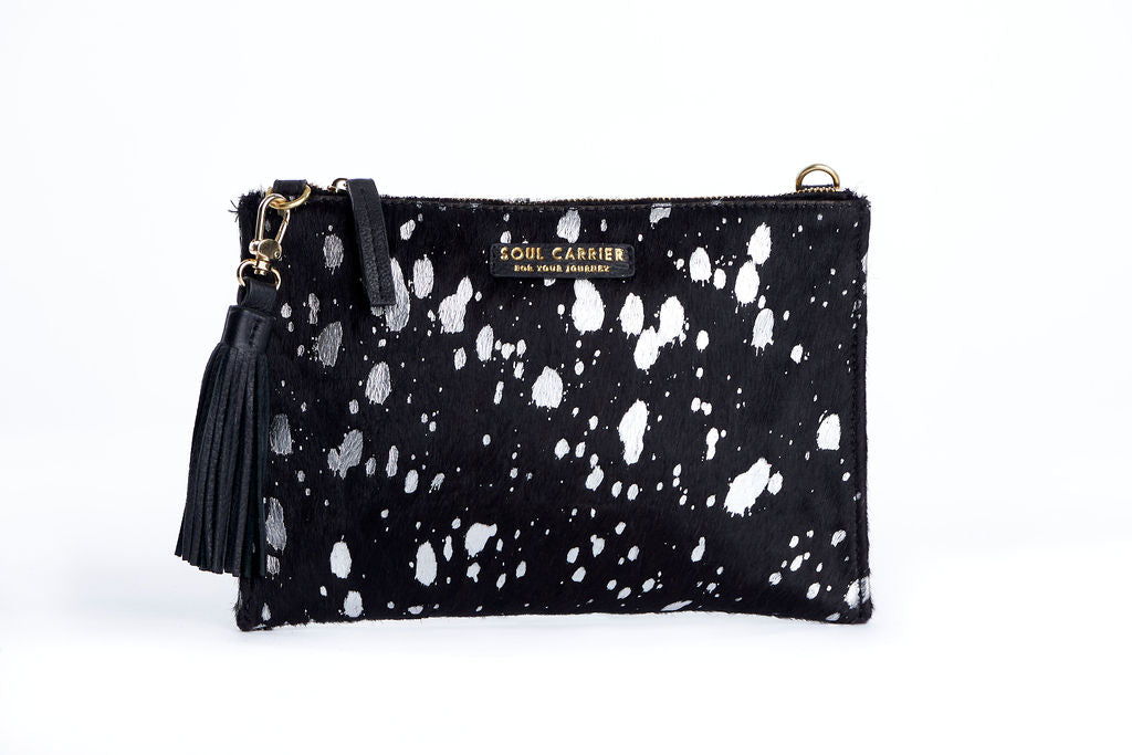 Desert Rain Black Cowhide Clutch