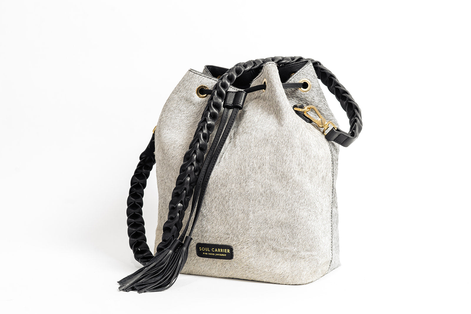 Black & White Cowhide Bucket Bag