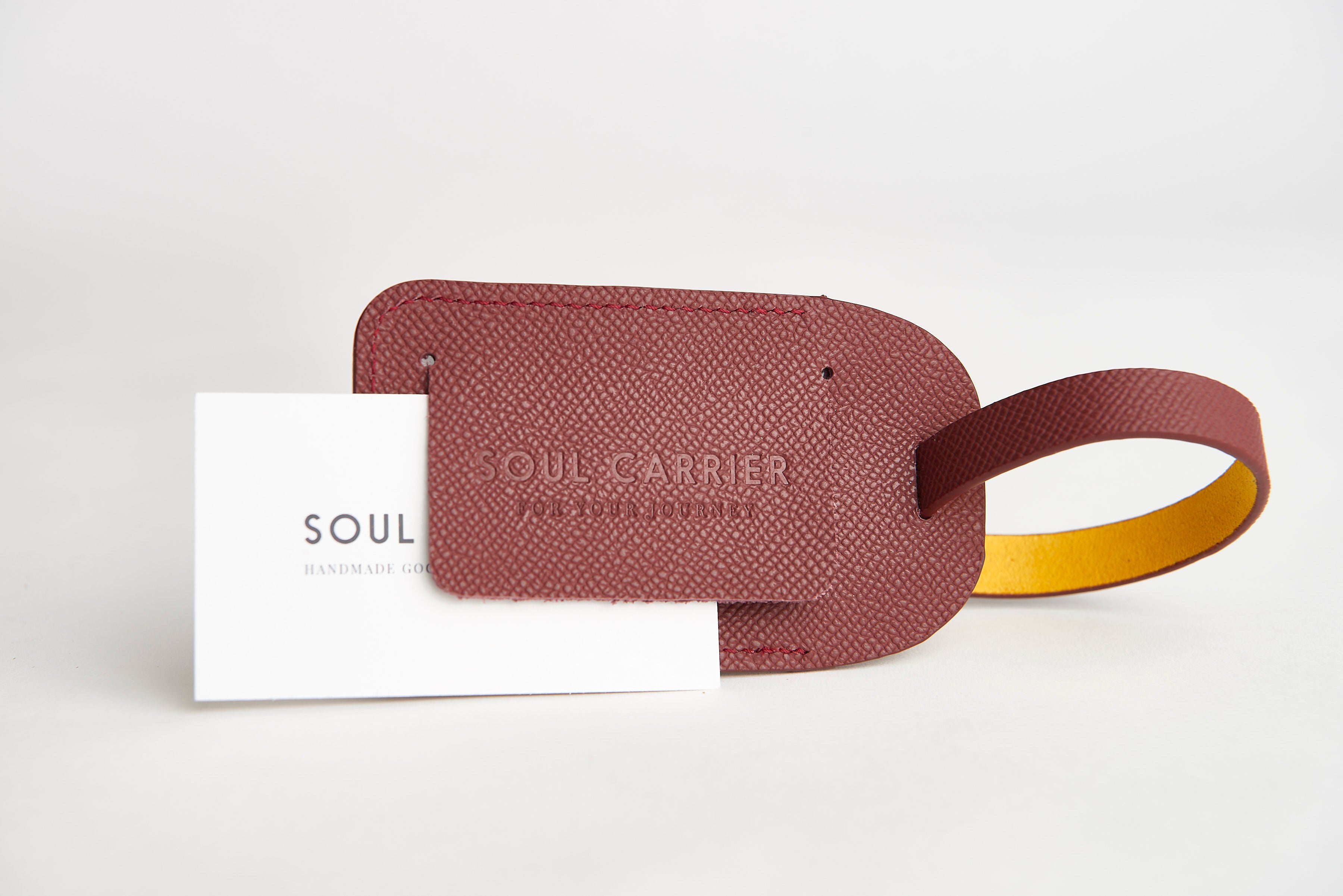 🔴 ASU Maroon Epsom Leather Luggage Tag