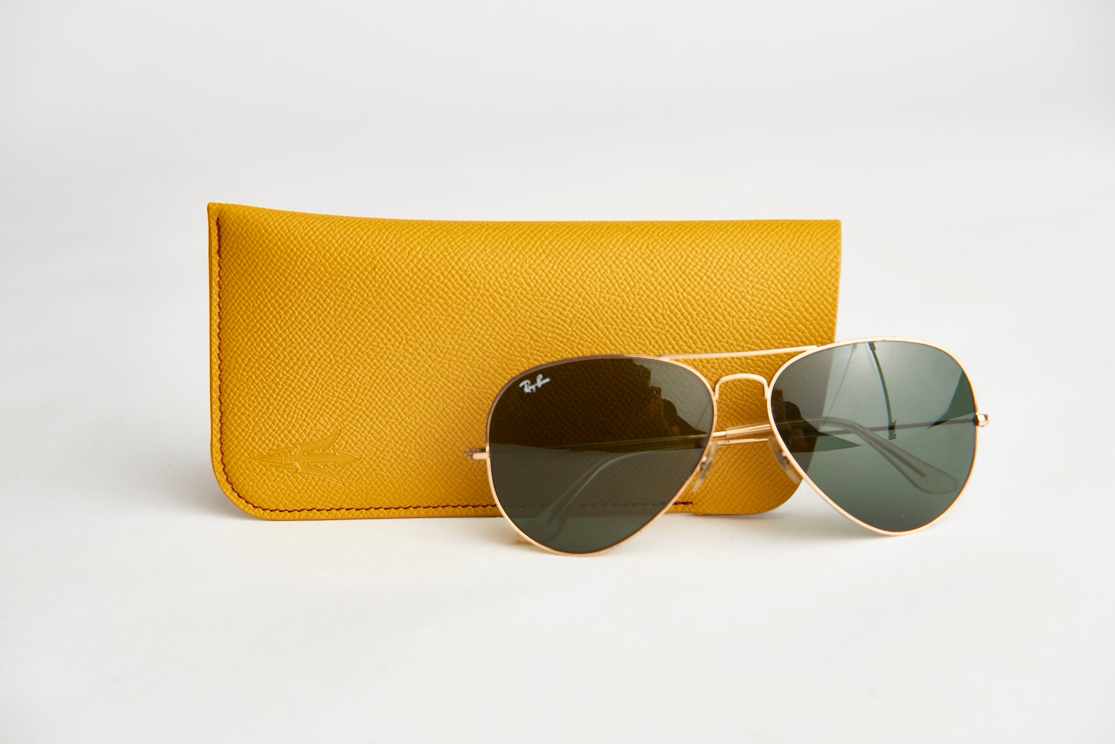 🟡 ASU Gold Epsom Leather Sunglass Case Holder