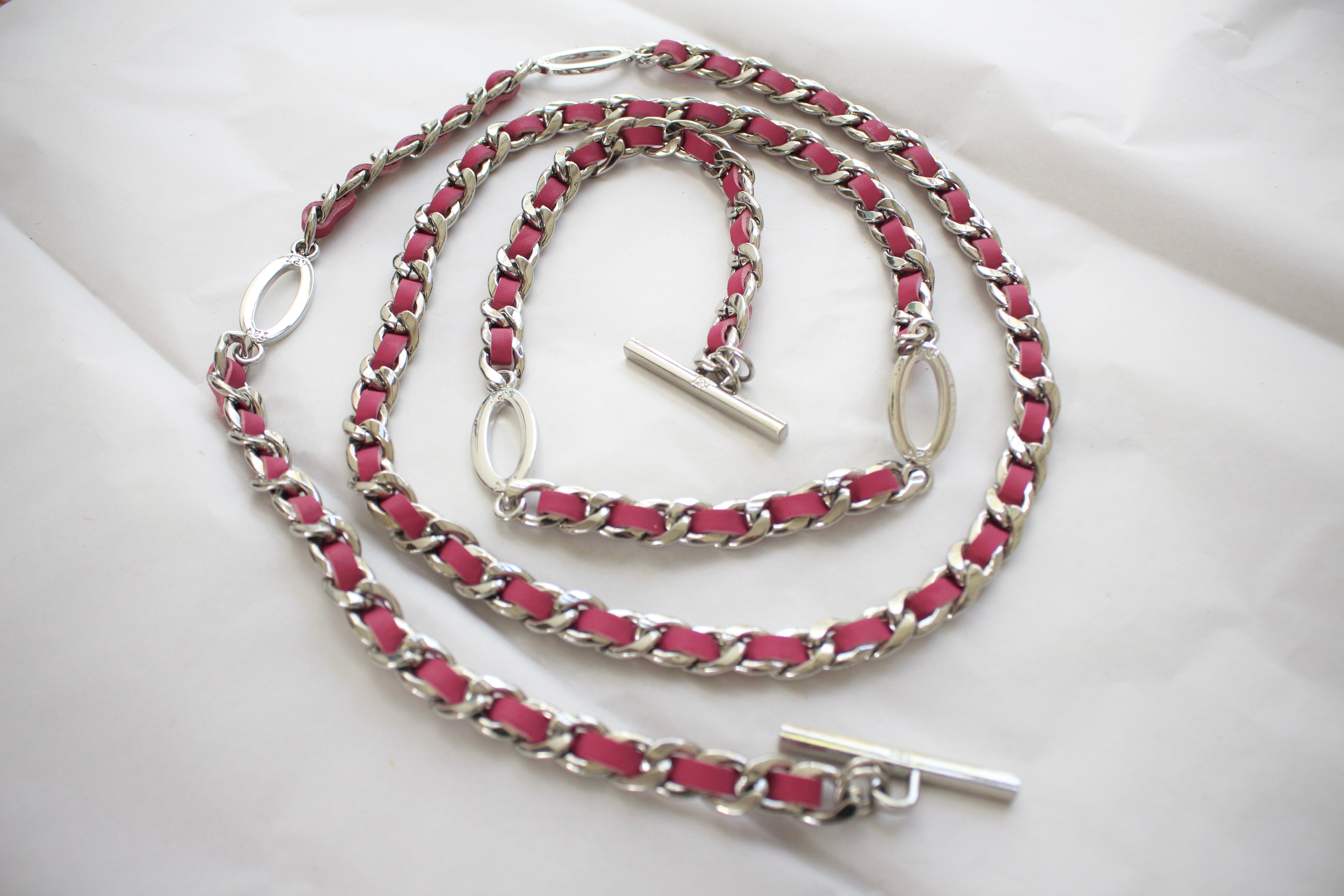 SwitchIt Purse Chain: Silver With Leather Weave