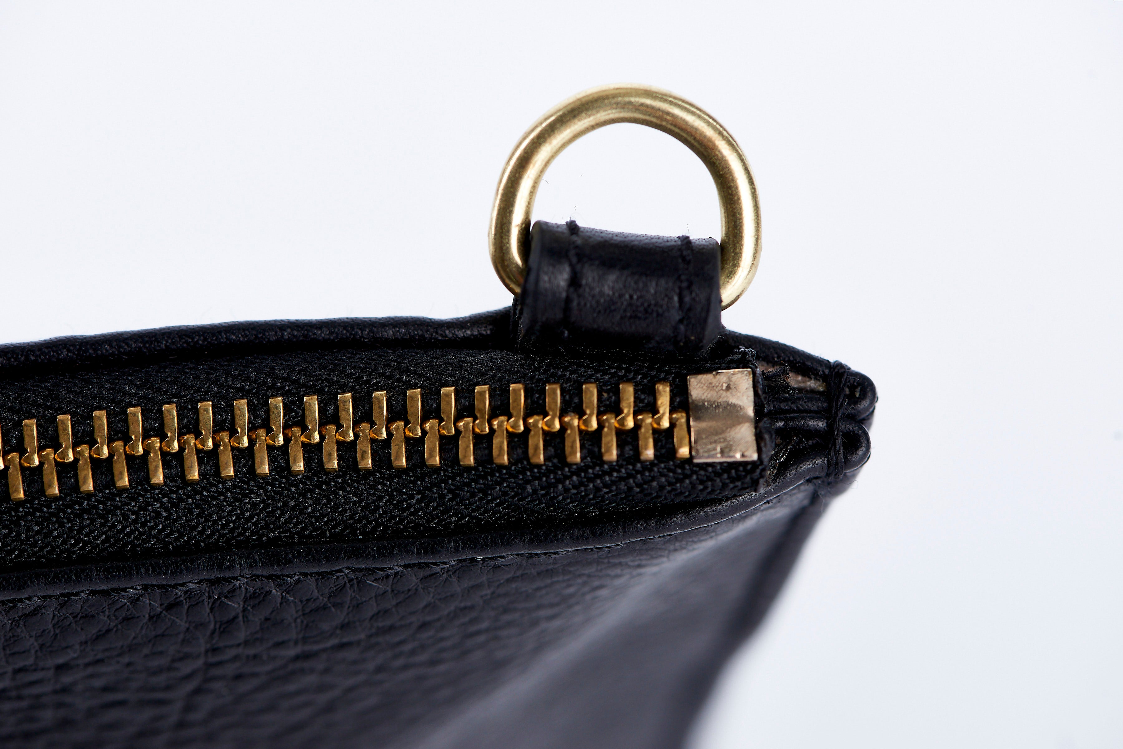 Black Full Grain Leather Clutch