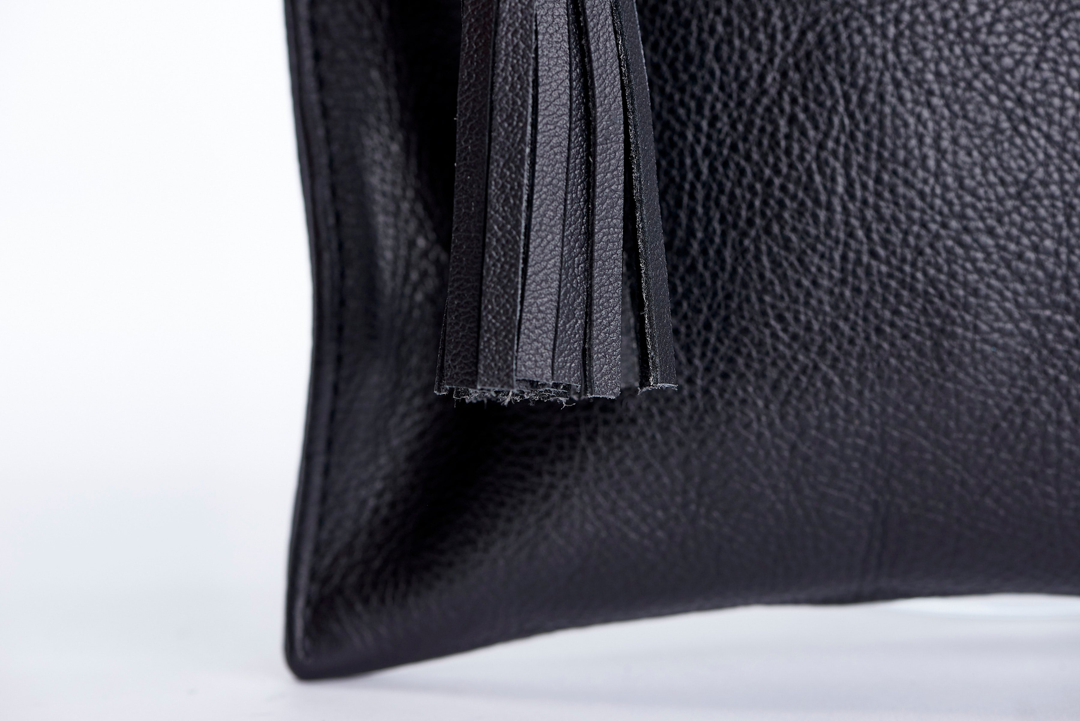 Black Full Grain Leather Clutch