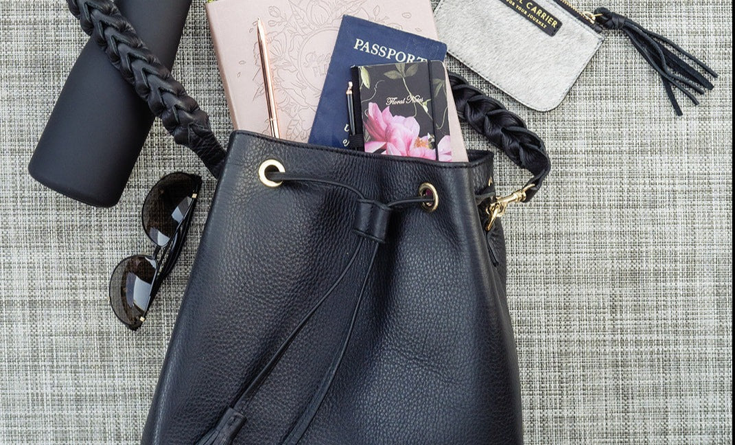Black Full Grain Leather Bucket Bag