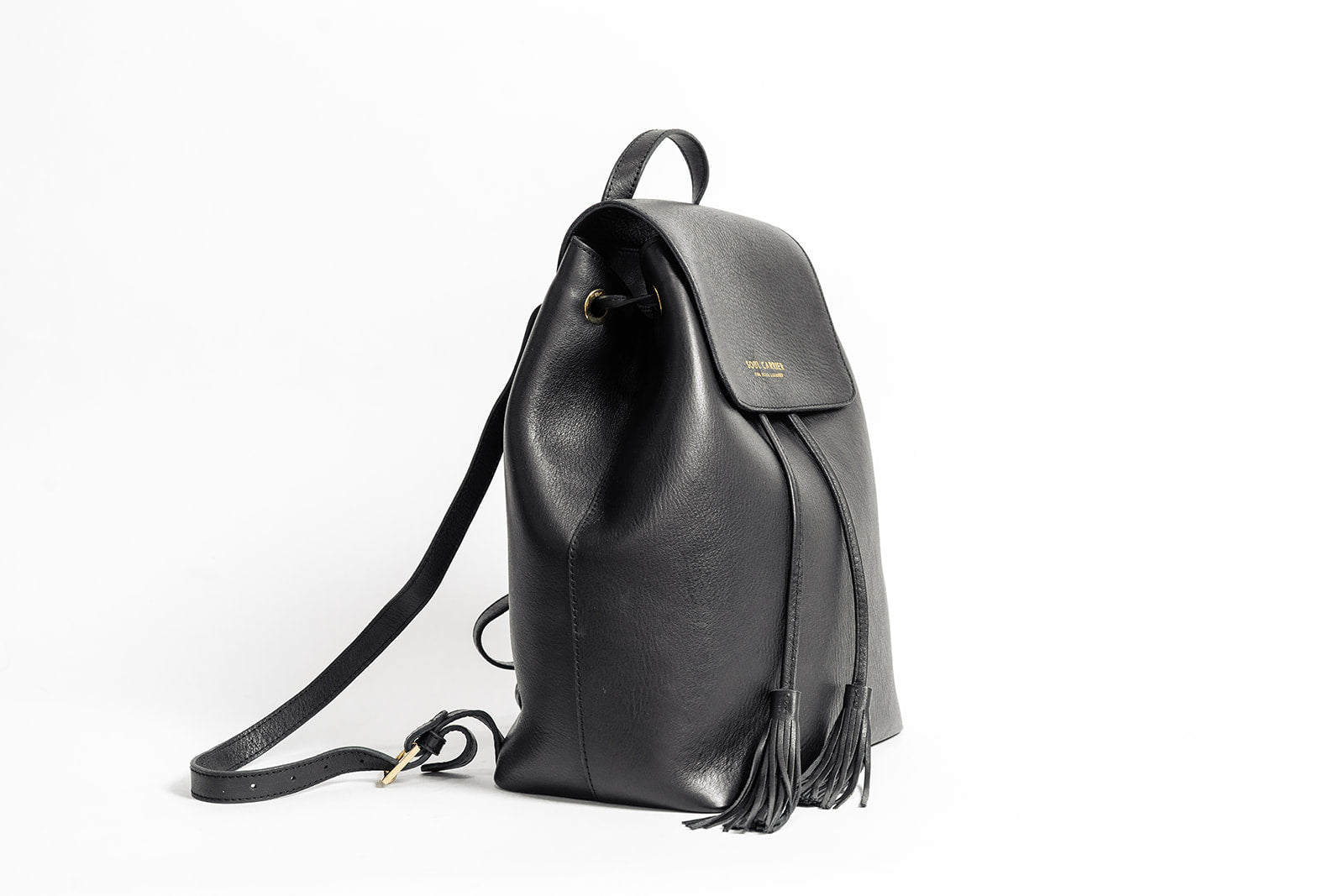 Black Full Grain Leather Backpack