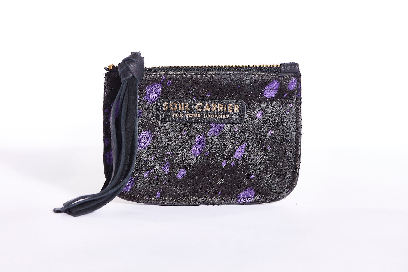 Desert Rain Purple on Black Cowhide Card Purse