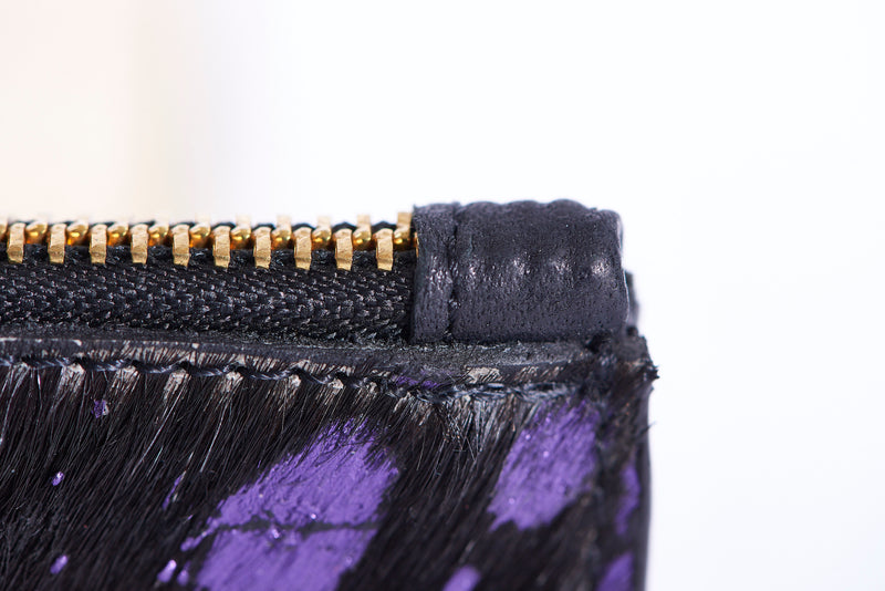 Versace Purple Nappa Leather Bifold Zip Around Women's Wallet